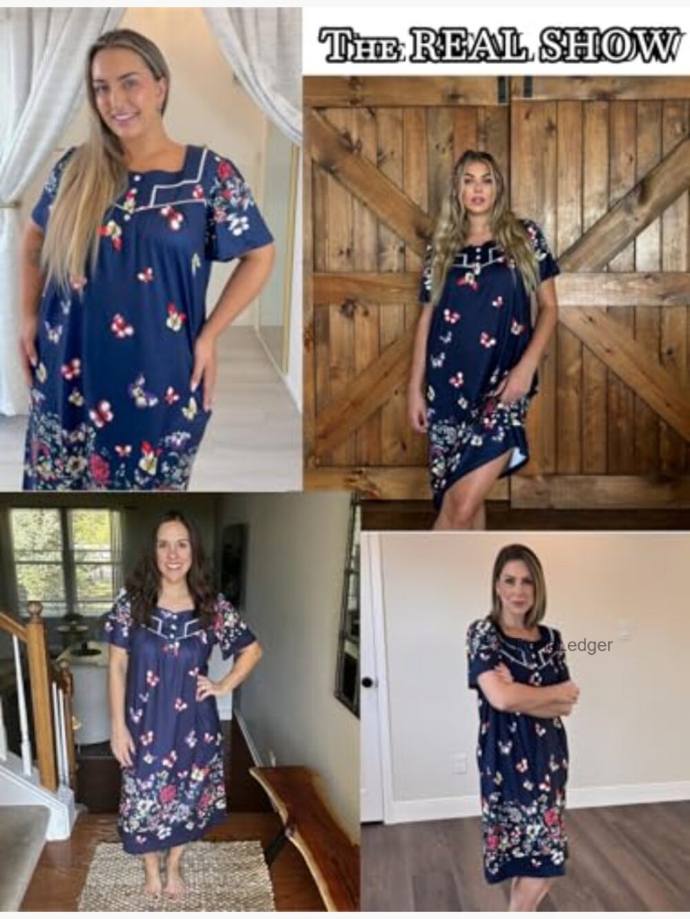 Women's House Dress with Pockets Short Sleeve Nightgown Lounge Dress - Picture 5 of 7